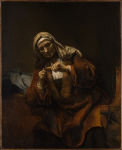 Old Woman Cutting Her Nails by Anonymous