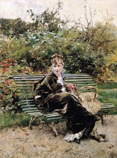 On the bench at the Bois by Giovanni Boldini