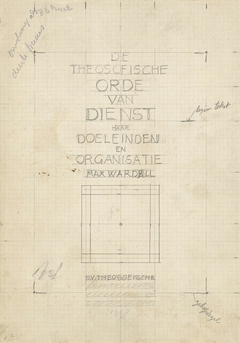 Ontwerp voor de omslag van de folder De theosofische orde van dienst, haar doeleinden en organisatie by Mathieu Lauweriks