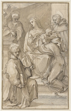 Ontwerp voor een altaarstuk met de Heilige Familie en Heiligen by Francesco Vanni II