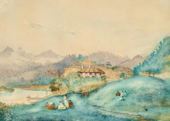 Pepepe, Church Missionary Station (New Zealand), Residence of Rev. B. Ashwell by George French Angas
