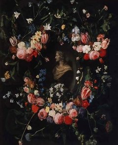 Portrait of Archduke Leopold Willem of Austria in a flower garland by Daniel Seghers