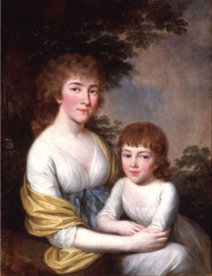 Portrait of Maria Daszkiewiczowa née Rastawiecka with her daughter by Józef Pitschmann