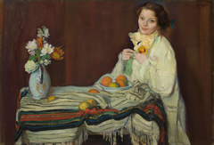 Portrait of Wife at the Table by Ignacy Pieńkowski