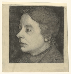 Portret van Annie Mankes-Zernike, bijna in profiel naar links by Jan Mankes