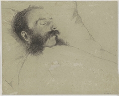 Portret van een rustende/ gestorven man op bed by Thérèse Schwartze