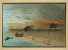 Prairie Meadows Burning by George Catlin