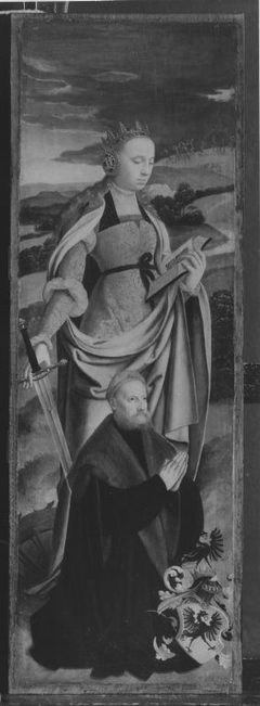 Rinck-Altar II:Saint Catherine with donor Hermann Rinck