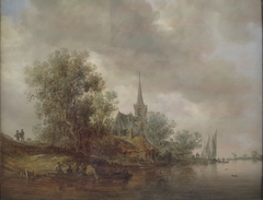 River Landscape with a Village Church by Jan van Goyen