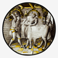 Roundel with Killing of the Ox (December) by Anonymous