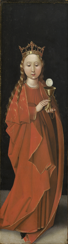 Saint Barbara [left wing exterior] by Master of the Starck Triptych