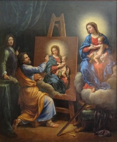 Saint Luc peignant la Vierge avec l'Autoportrait de Mignard