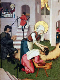 Saint Verena washes the hair of a plague patient by Artist unknown