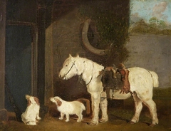 'Scrub', a Shooting Pony, aged 30 and Two Clumber Spaniels by Abraham Cooper