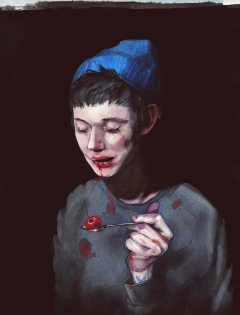 Self-portrait with a cherry by Dima Rebus