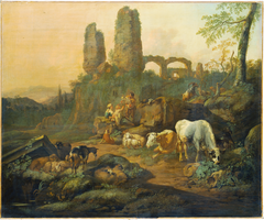 Shepherd Family Resting near an Ancient Ruin