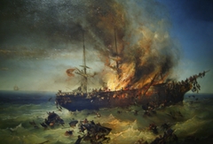 Sinking of the emigrant ship Austria on 13th September 1858 by Josef Püttner