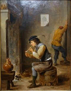 Smoker by a Hearth by David Teniers the Younger