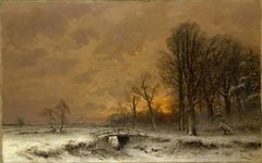 Sneeuwlandschap bij ondergaande zon by Louis Apol