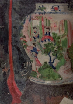 Still Life with Asian Vase and Red Ribbon by Denman Ross