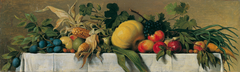 Stillleben mit Obst und Gemüse auf weißem Tischtuch by Johann Peter Krafft