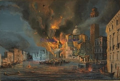 The fire of the Scuola di San Geremia in Venice hit by the Austrian bombardment of 1849.