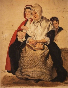 Two Women and a Boy (study for 'The Covenanters Preaching') by George Harvey