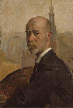 Self-portrait met Munttoren by Isaac Israels