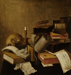 Vanitas Still Life with Books by Unknown Artist