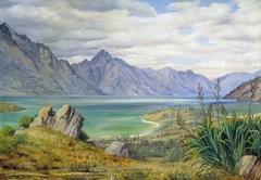 View of Lake Wakatipe, New Zealand by Marianne North