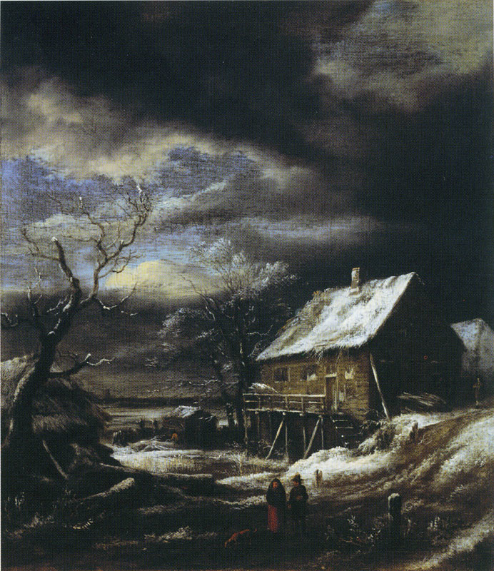 Winter Landscape with Wooden House