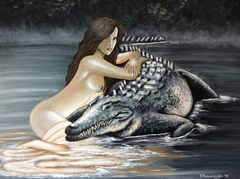 Woman with crocodile