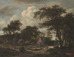 Wooded Landscape with Cottage and Horseman by Meindert Hobbema