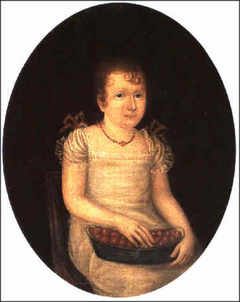 Young Girl Holding a Basket of Cherries by Joshua Johnson