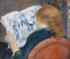 Young Woman Reading an Illustrated Journal by Auguste Renoir