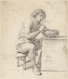 Zittende, rokende man by Cornelis Saftleven