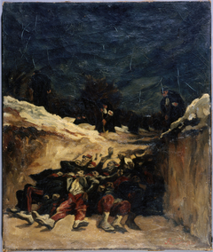 Zouaves morts dans une tranchée Scène de la guerre de 1870 by Auguste André Lançon