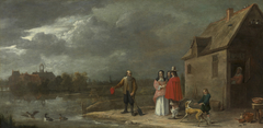 A Family Standing in a Landscape with a Moated House in the Background by David Teniers the Younger