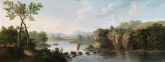 A Landscape with a Man Fording a Stream by George Barret