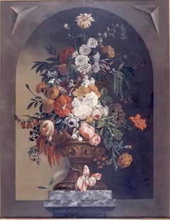 A Vase of Flowers (overdoor) by Justus van Huysum I