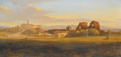 A View of the Roman Campagna, a Villa and Aqueduct in the Distance by Edward Lear