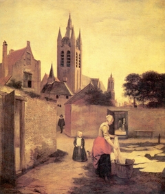 A Woman and Child in a Bleaching Ground by Pieter de Hooch