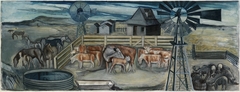 Afternoon on a Texas Ranch (mural Study, Lampassas, Texas Post Office) by Ethel Edwards