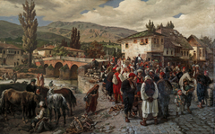 An der lateinischen Brücke in Sarajewo by Alois Schönn