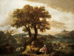 An Italian Landscape with Boy Piping by Francesco Zuccarelli