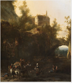 An Italian Landscape with Muleteers