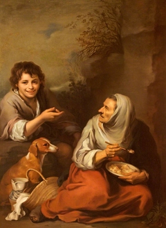 An Urchin mocking an Old Woman eating Migas by Anonymous