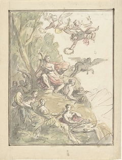 Apollo en de muzen op de Parnassus by Elias van Nijmegen