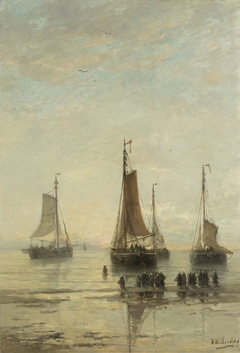 Bluff-Bowed Scheveningen Boats at Anchor