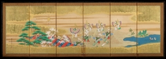 Butterflies Dancing Episode [left of the pair Episodes from the "Butterflies" Chapter of the Tale of Genji] by Tosa Mitsusada